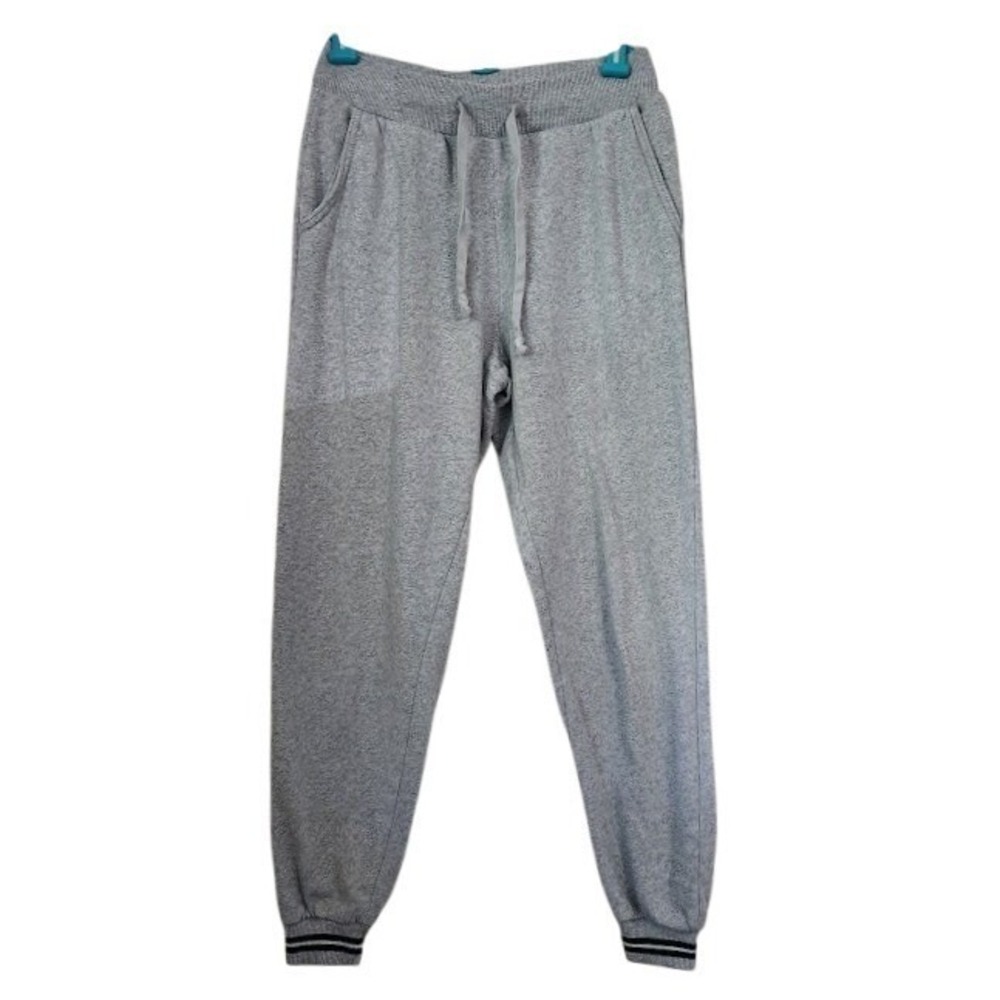 American Eagle Heather Gray Jogger Sweatpants Striped Cuffs Men's Large B39